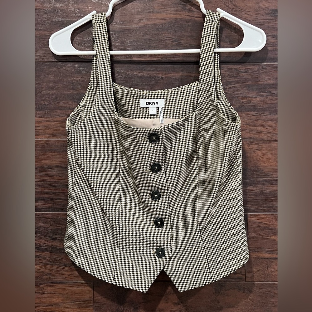 Dkny Houndstooth Patterned Vest - image 3